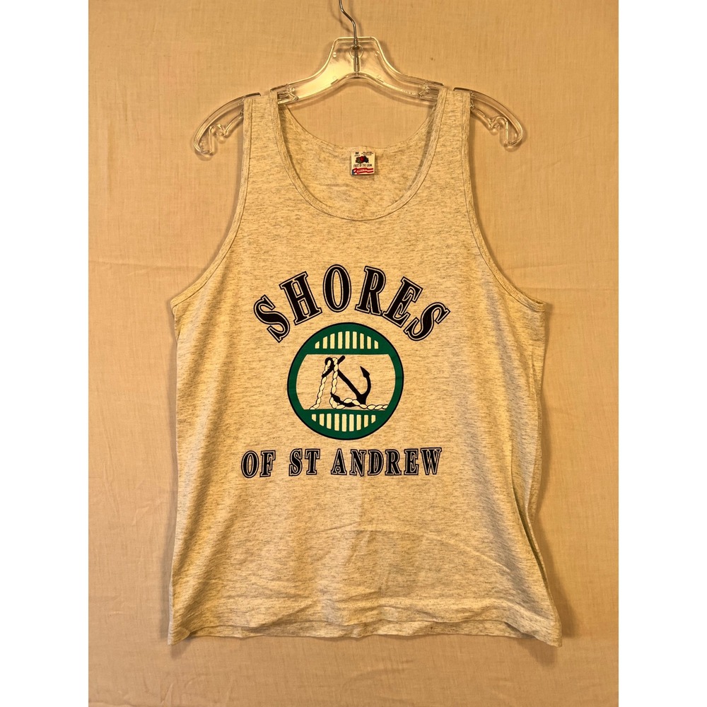 Vintage Fruit of the Loom Shores of St Andrew Tank Top Mens Medium Gray USA Made